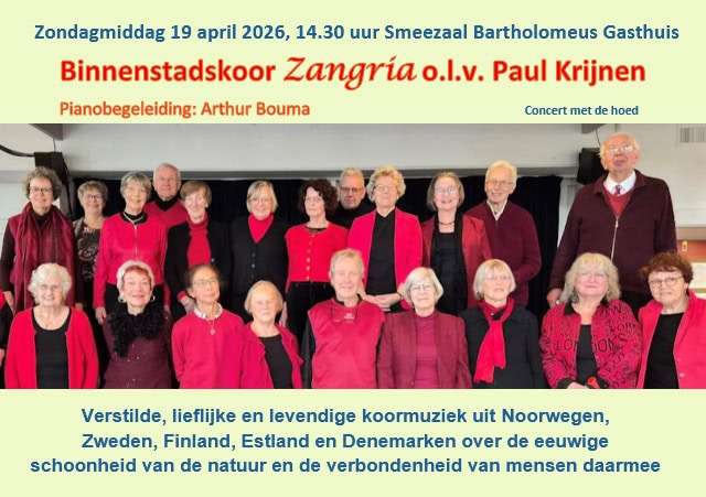 Flyer Concert Zangria in Bartholomeus Gasthuis